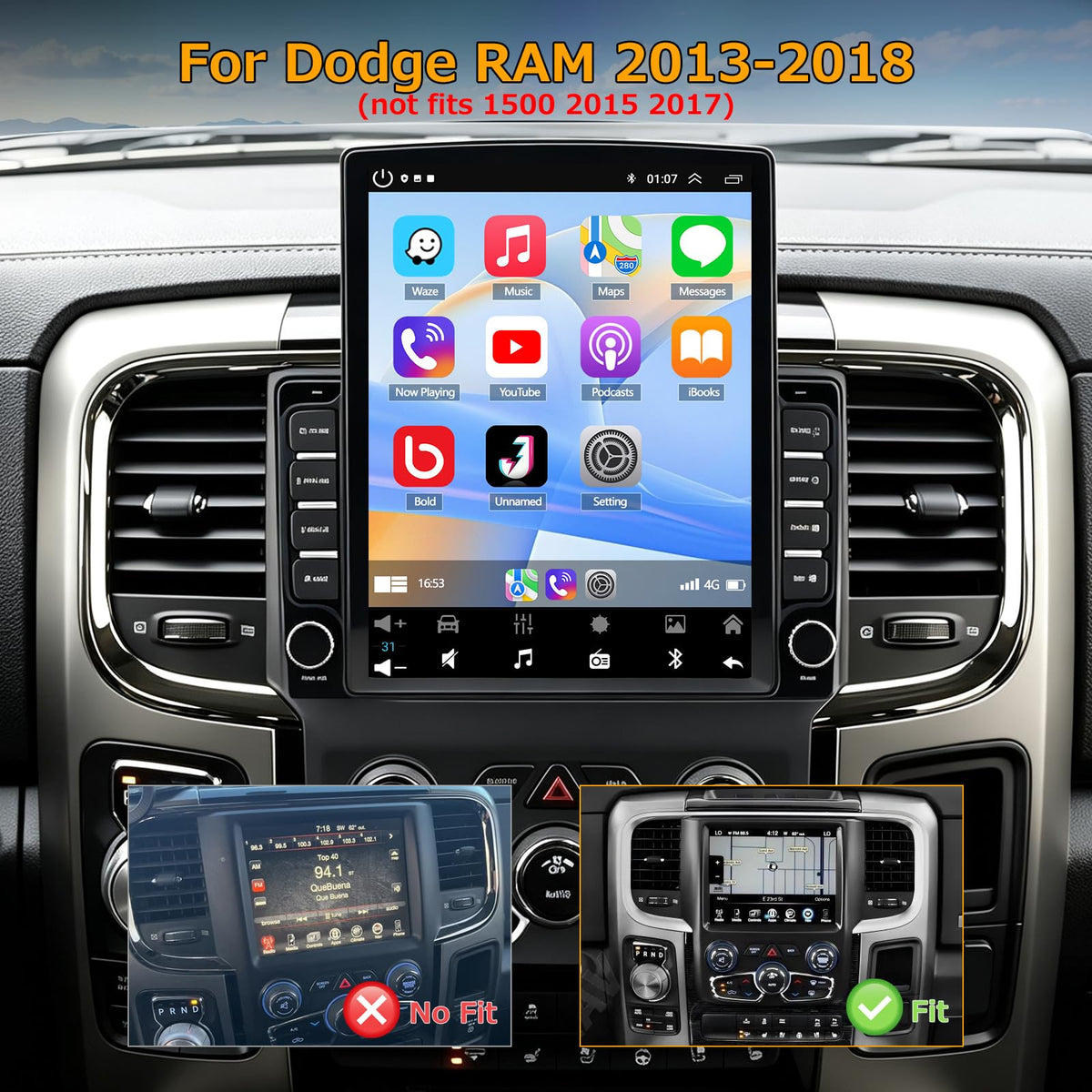 9.7'' Touchcreen Car Stereo Radio for Dodge RAM 2013-2018
