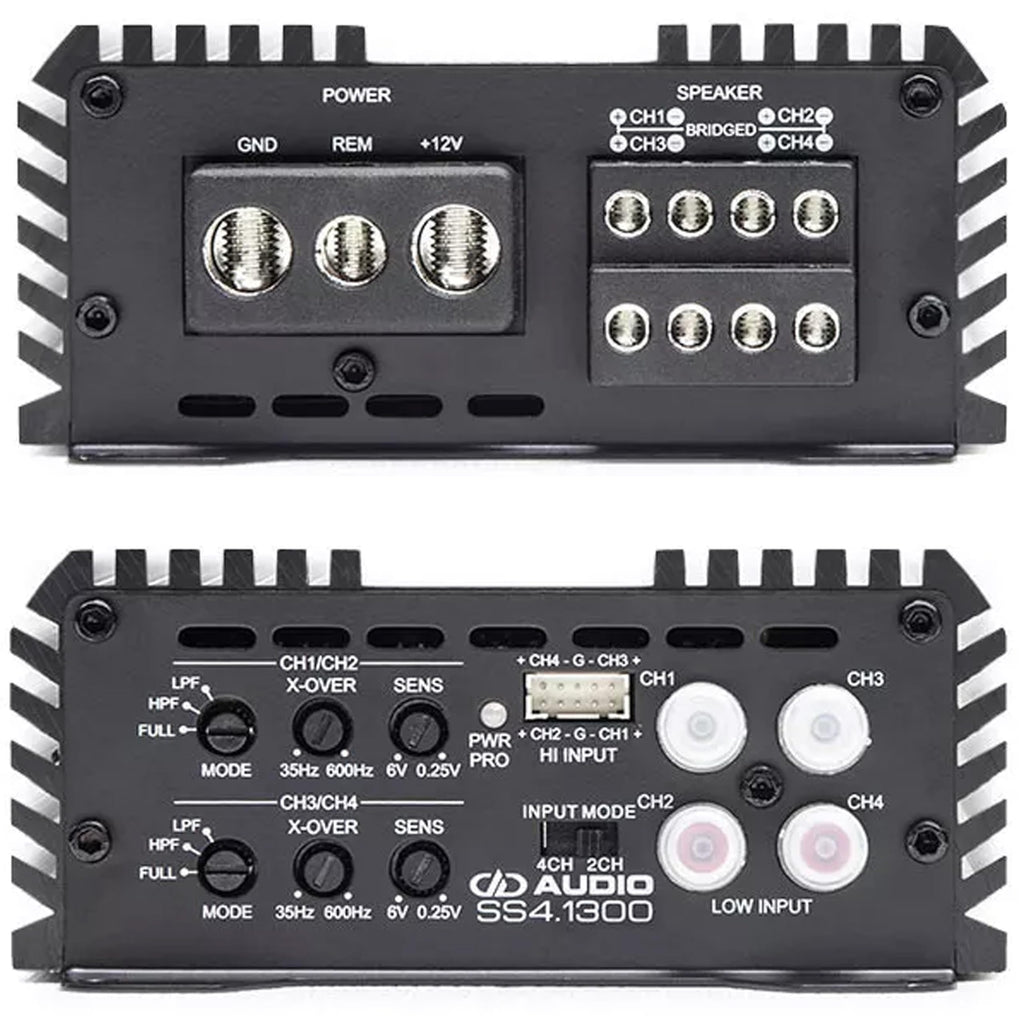 DD Audio SS4.1300 4-Channel 1300W RMS Compact Motorcycle Amplifier