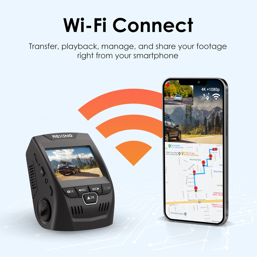 RexingUSA V1P SE 4K Dual Dash Cam w/GPS, Wi-Fi & 2pcs-CPL Filter | 512GB Support | Front 2160p, Rear 1080p | 170° Angle | G-Sensor | WDR | Loop Record | Parking Monitor