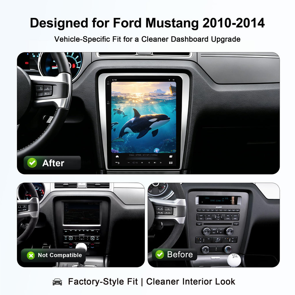 12.1 Inch Android Car Stereo Radio 8GB+128GB for Ford Mustang 2010-2014