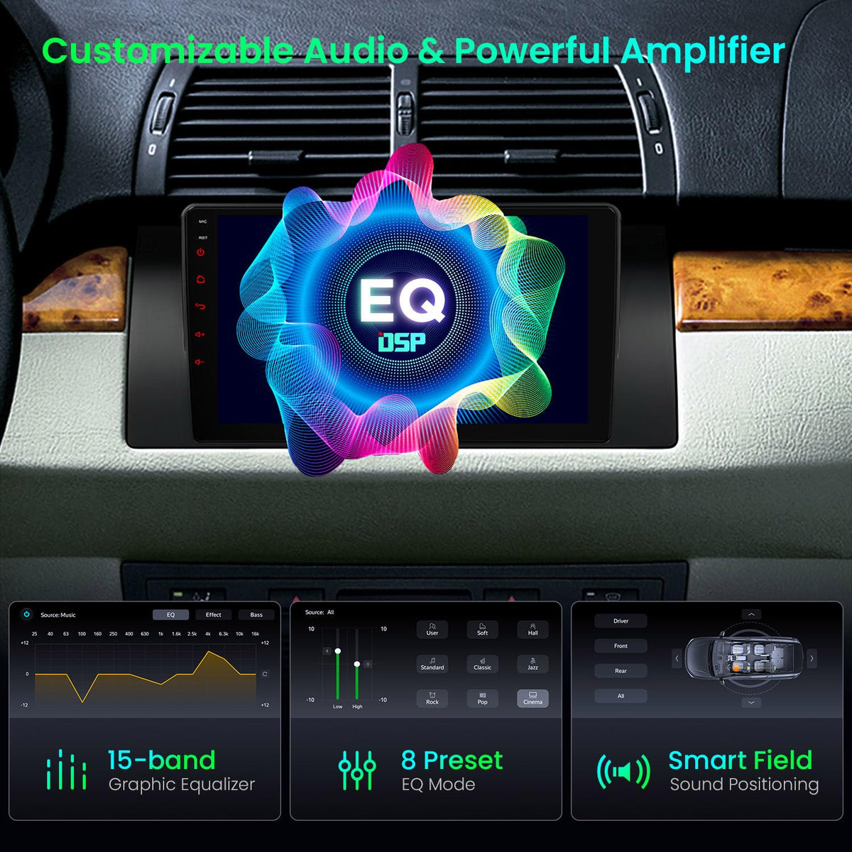 XTRONS Android 14 Car Stereo for BMW X5 E53 1999-2006, 9 Inch Touch Screen Car Radio GPS Navigation Bluetooth Built-in DSP Head Unit Wireless CarPlay Android Auto (4+64GB)
