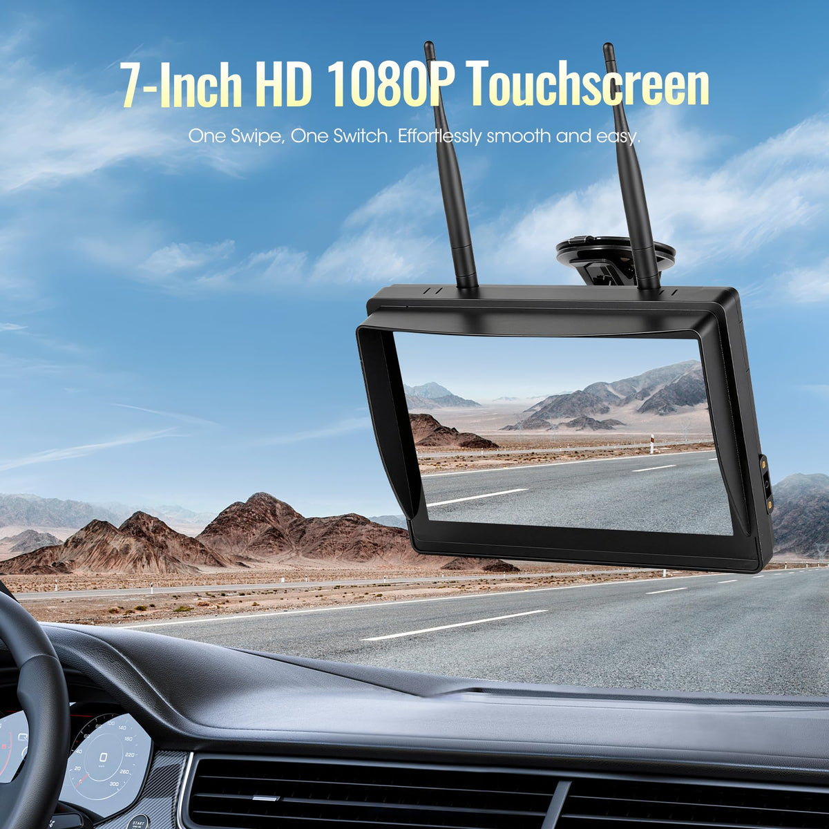 Magnetic Wireless RV Backup Camera System, 7" 1080P Touchscreen & 3 Cameras, Compatible with Furrion Pre-Wired Plug, DVR Monitor, Waterproof Night Vision Camera for Trailer Truck, A13