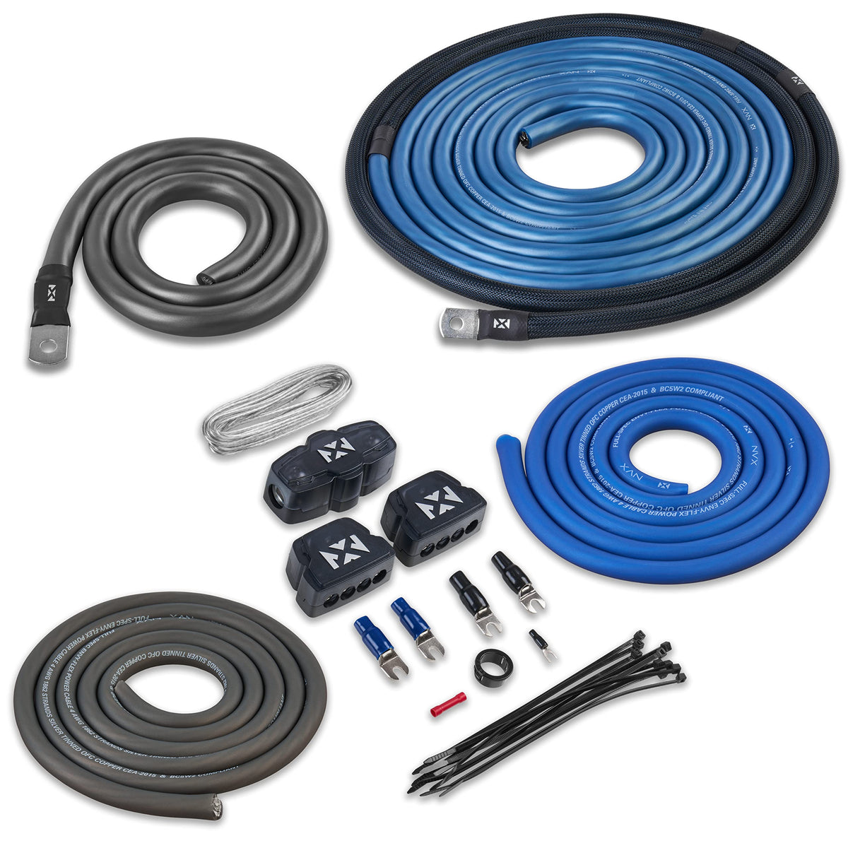 NVX True 1/0 Gauge AWG 100% OFC Dual Amplifier Wiring Kit Without RCA Cable - XAPK1D
