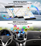 4G+64G Car Radio for Chevrolet Chevy Cruze 2009-2015 with Wireless CarPlay Android Auto 9.7" Touch Screen Android 15 Car Stereo with 32EQ GPS Navigation Bluetooth 5.0 WiFi RDS FM HD Backup Camera