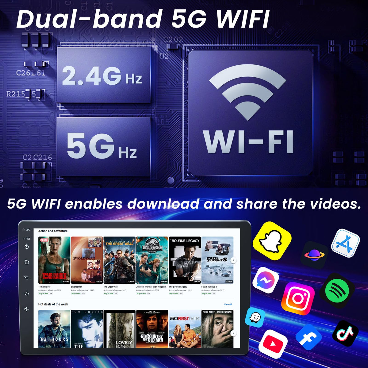 13.1-Inch 8+128GB Car Radio for 2014-2018 Chevy Silverado: GMC Sierra Android 15 Head Unit - 2K QLED FHD Touchscreen Replacement Wireless CarPlay Android Auto GPS WiFi 1080P Camera