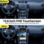AuCar 13.6 Inch Touch Screen Android 13 Car Radio for Nissan 370Z 2009-2021 Head Unit Wireless Carplay Android Auto GPS Navigation Stereo Multimedia Player 8GB RAM 128GB ROM, Black