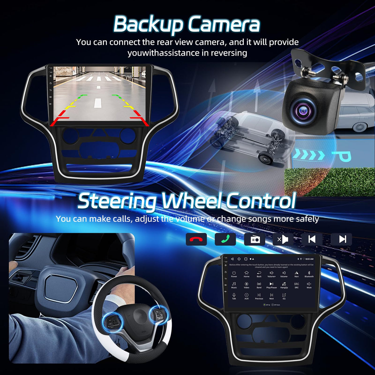 64G 10.1'' Android Radio for Jeep Grand Cherokee 2014-2020 for Small Screen