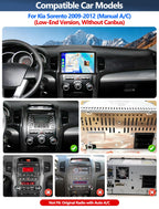 4G+128G Car Stereo Radio for Kia Sorento 2009-2012 (Manual AC) with Wireless CarPlay Android Auto 10 Inch Incell 1280 * 720 Touch Screen Head Unit with GPS Bluetooth WiFi FM RDS Backup Camera