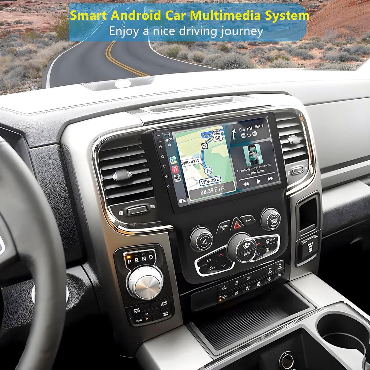 9 Inch Car Radio for Dodge Ram 1500/2500/3500 2013-2019 Auto AC Support Wireless CarPlay Android Auto, Touchscreen GPS, Bluetooth, WiFi, FM, 2+64G
