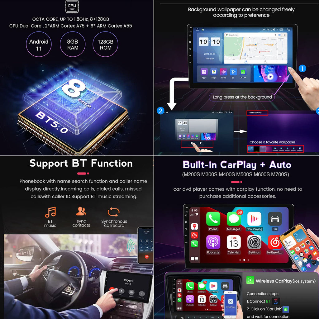 Android 12 Car Audio with 9 inch in-Dash Car Stereo for Peugeot 208 2013-2020 Support Steering Wheel Control Carplay dab+ Bluetooth WiFi GPS FM/RDS Radio with Free Rear Camer