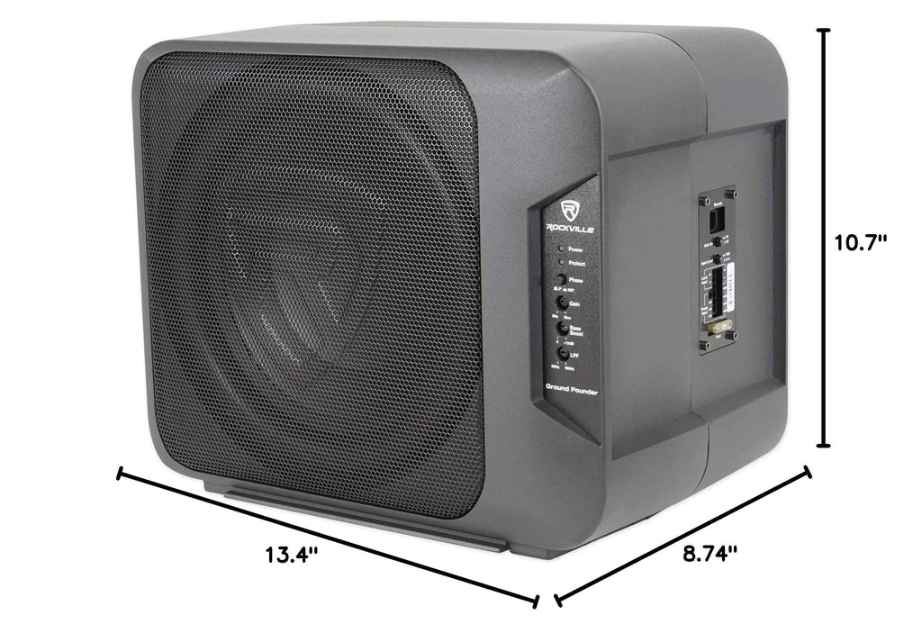 Rockville Ground Pounder 10.5" Powered Car Subwoofer, Compact