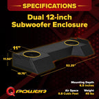 QPower QBDODGE12-2019 Dual 12-Inch Underseat Downfire Subwoofer Box