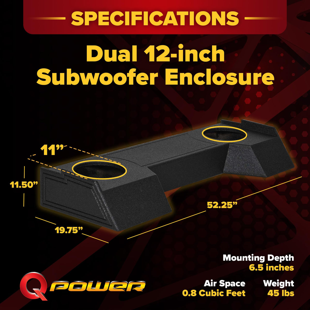 QPower QBDODGE12-2019 Dual 12-Inch Underseat Downfire Subwoofer Box