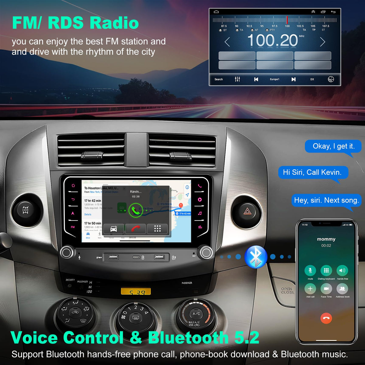 8Core+128G Car Radio for Toyota RAV4 2006-2012, Android 15 GPS Navi Stereo