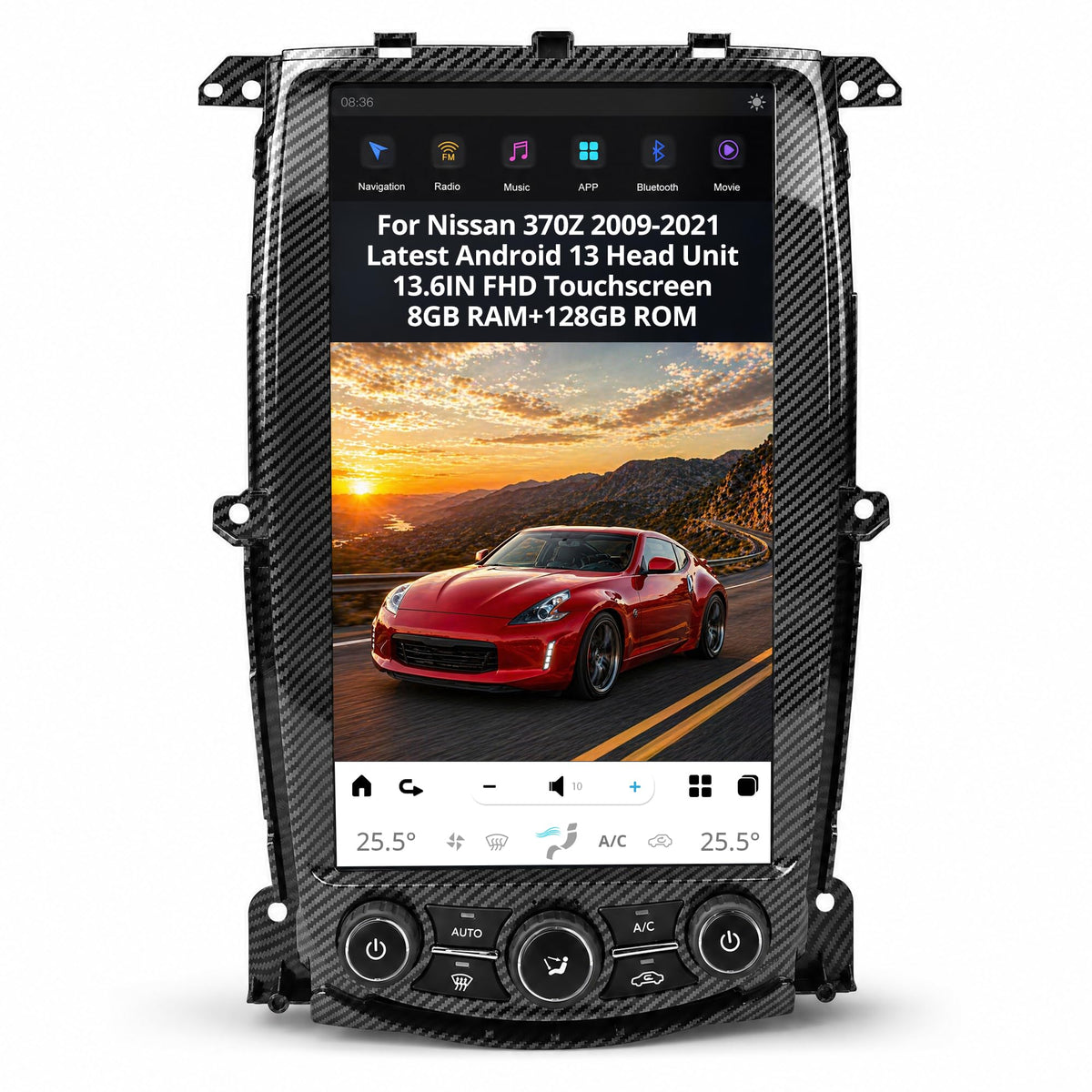AuCar 13.6 Inch Touch Screen Android 13 Car Radio for Nissan 370Z 2009-2021 Head Unit Wireless Carplay Android Auto GPS Navigation Stereo Multimedia Player 8GB RAM 128GB ROM, Black