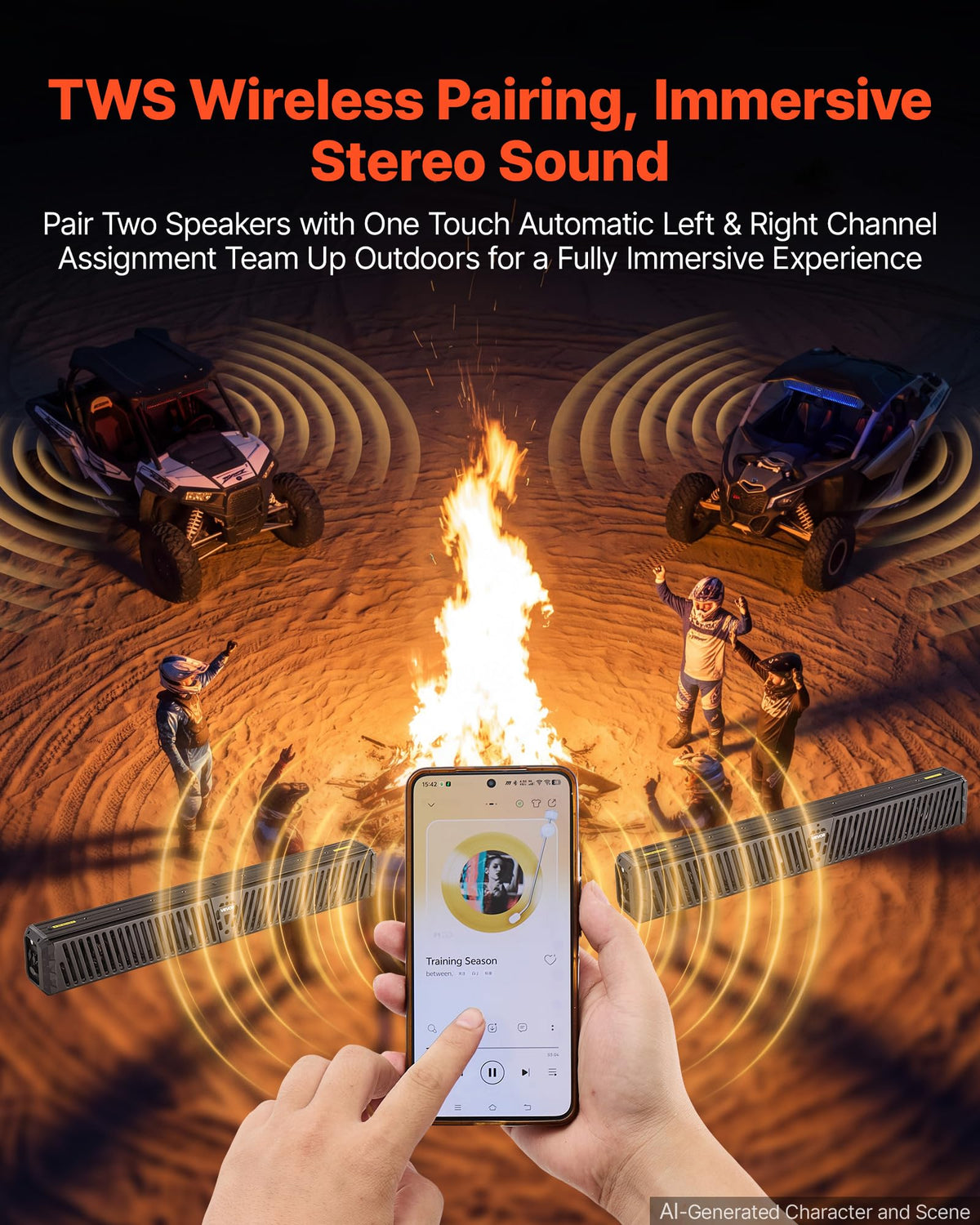VEVOR UTV Sound Bar 34.8 Inch 8-Speaker Golf Cart Soundbar with Bluetooth