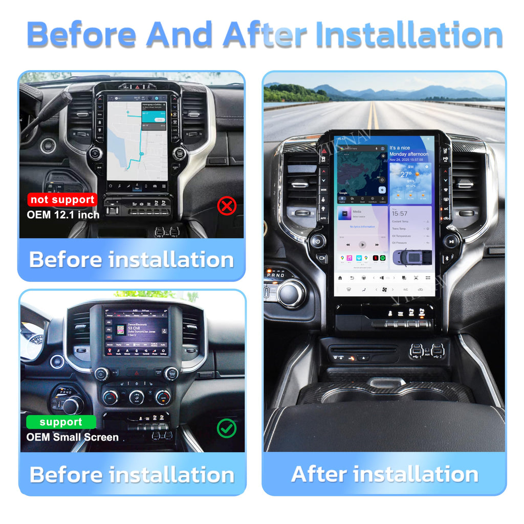 14.4 inch Car Radio for Dodge Ram 1500 2500 2019 2020 2021 2023 2024