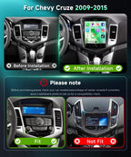 8Core 6G+128G Car Stereo for Chevy Cruze 2009-2015, Android 15 Radio with DSP 32-EQ,9.7Inch IPS Vertical Touch Screen,Wireless Carplay/Android Auto,GPS,WiFi,FM/RDS,SWC,Backup Camera