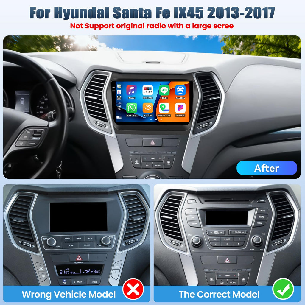 Car Stereo Radio Compatible for Hyundai Santa Fe Sport 2013 with Carplay