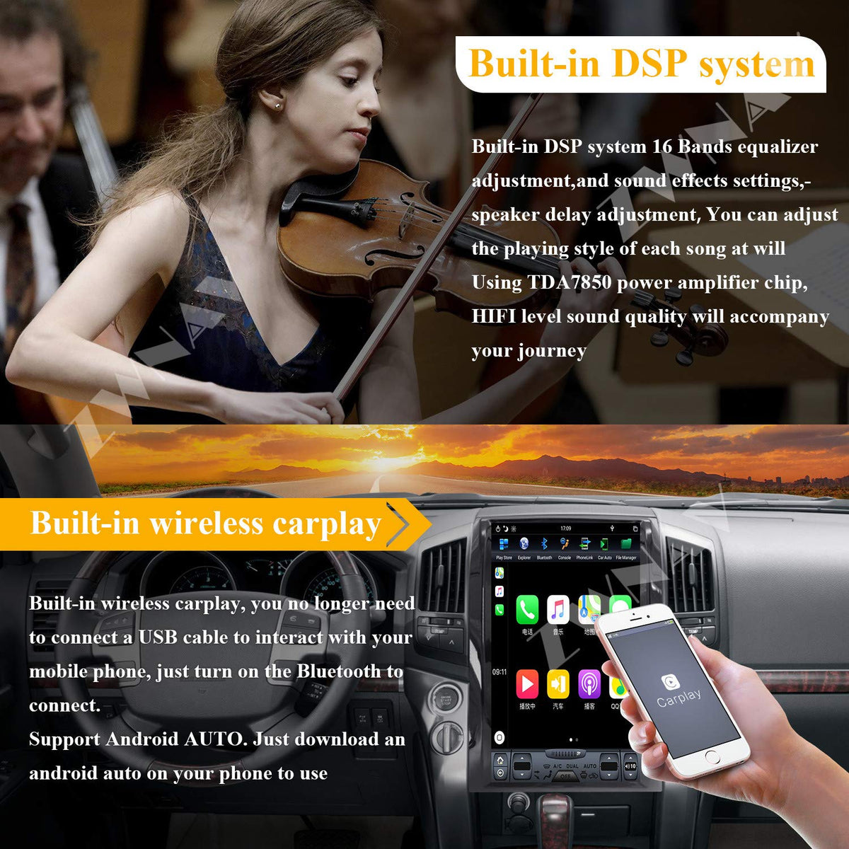 Touch Screen Android Car Radio for Mitsubishi Lancer EVO X 2007-2017 Stereo Replacement GPS Navigation Multimedia Player RAM 4GB ROM 64GB,Without OEM Rockford