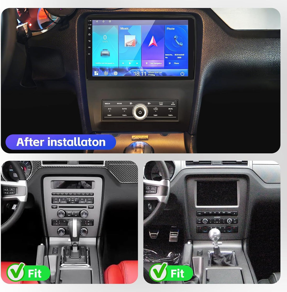 4+64G Car Radio for Ford Mustang 10 inch Touch Screen 2010 2011 2012 2013 2014 Stereo,Wireless Carplay/WiFi/Bluetooth/EQ Audio/Andriod Auto/AM/FM/AHD Camera