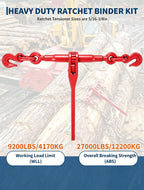 Garvee 4 Sets 10FT Chain and Binder Kit, 5/16''-3/8'' Ratchet Chain Binder