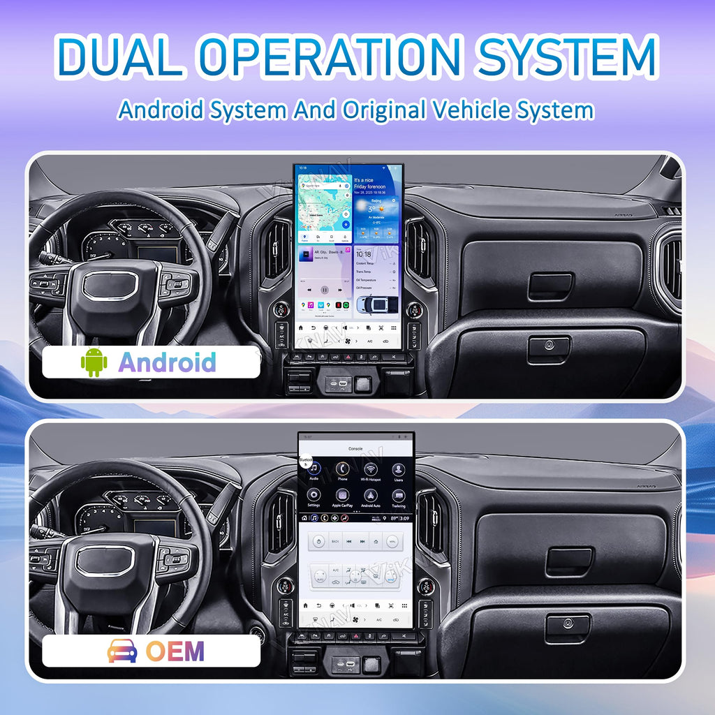 17.2 inch Touch Screen Upgrade Android Car Radio for Chevrolet Silverado GMC Sierra 2019-2023 Android 14 Car Stereo Carplay Android Auto GPS Navigation (Black)