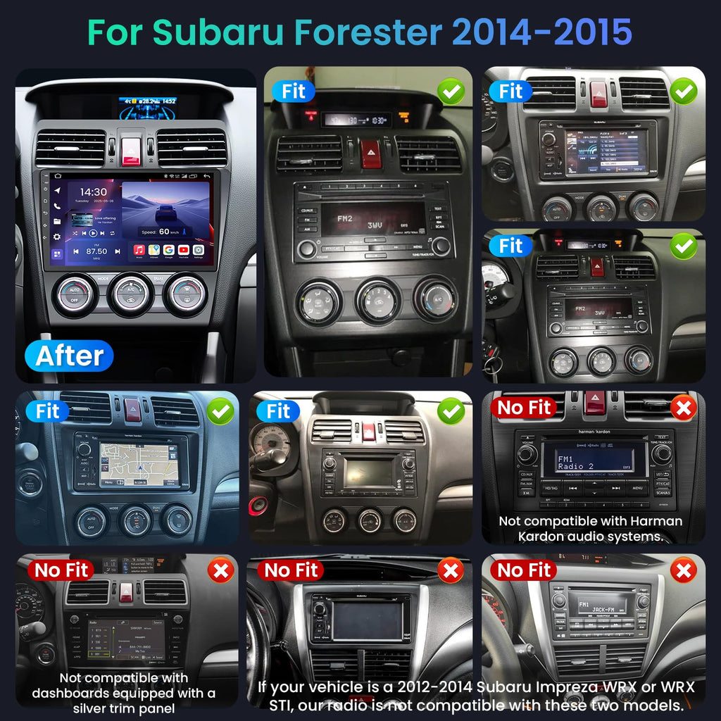 8Core 4+64G Car Radio for Subaru Forester 2014 2015 Subaru WRX Impreza 2012-2014- Android Car Stereo with Wireless Carplay, 9 Inch 1280 * 800 IPS Touchscreen Car Radio GPS WiFi Backup Camrea