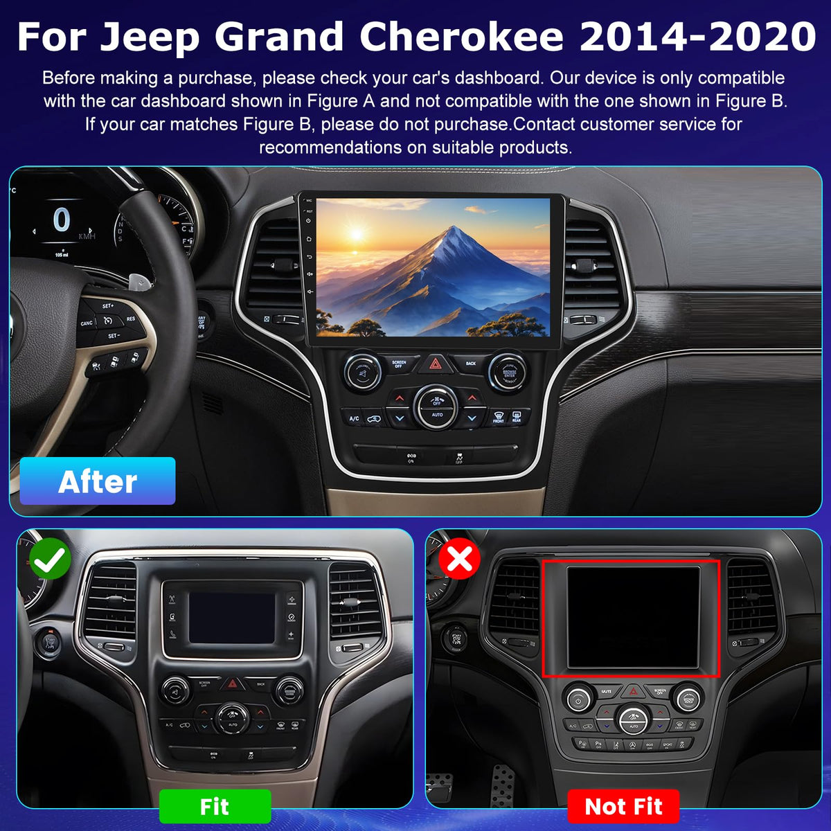 4+64G Android Radio for Jeep Grand Cherokee 2014-2020 for Small Screen