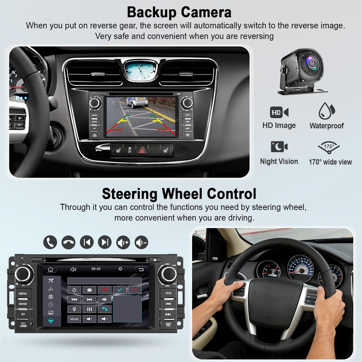 Car Radio Stereo with CD/DVD Player for Chrysler 200 200C (2011 2012 2013 2014),7 Inch QLED Touchscreen Head Unit with CarPlay & Android Auto,Bluetooth & GPS Navigation,Backup Camera& FM/AM Radio