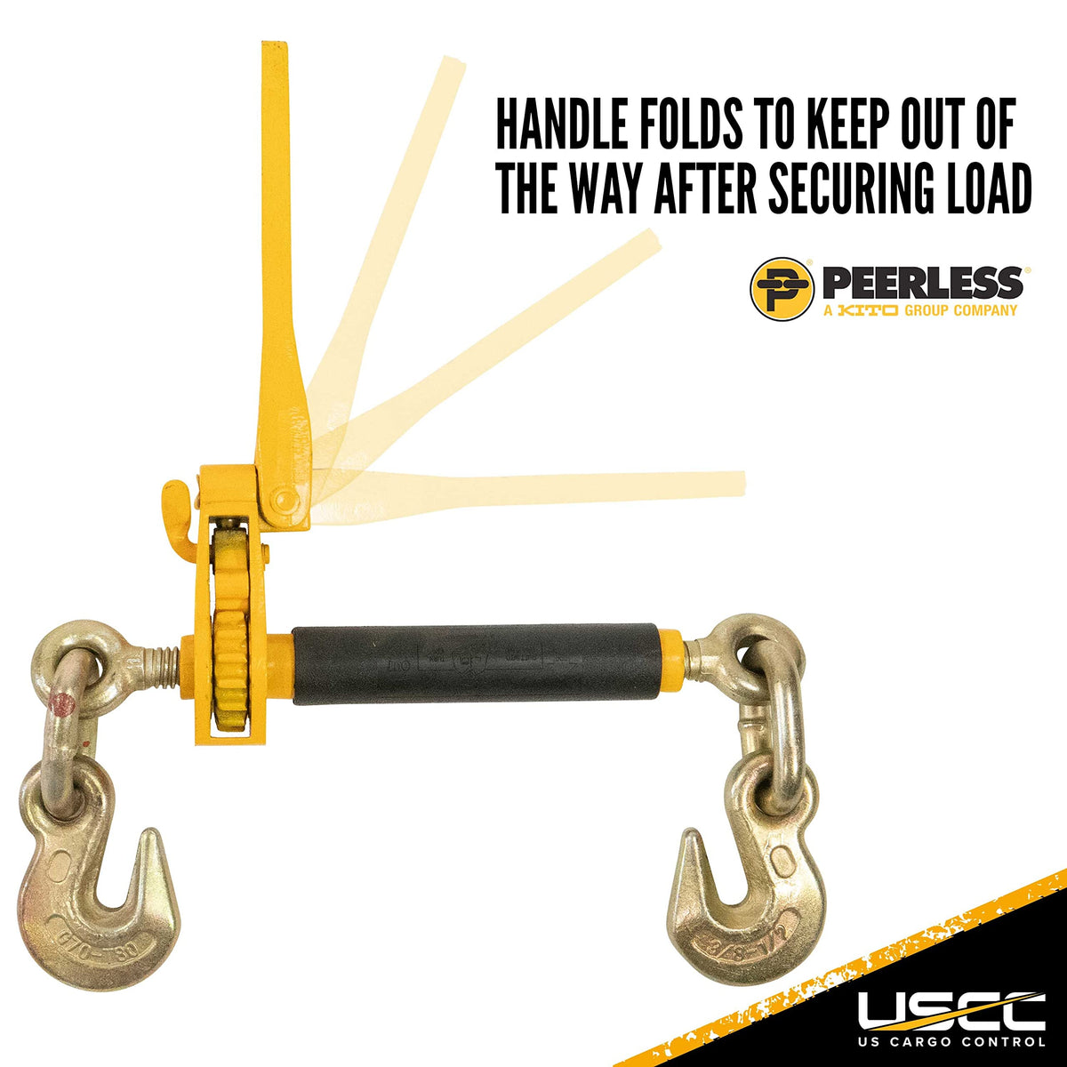 Peerless QuikBinder Plus Ratchet Load Binder - 3/8 Inch x 1/2 Inch Chain Binder - Easily Secure Heavy Loads to A Truck Or Flatbed Trailer - Ratchet Binder with 12,000 Pound Working Load Limit 4 Pack
