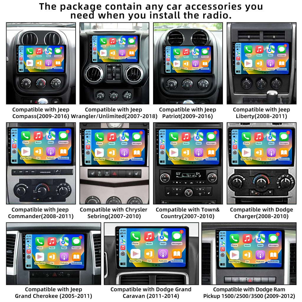 Binize Car Radio Stereo 10.1" for Jeep Wrangler/Unlimited JK 2007-2018