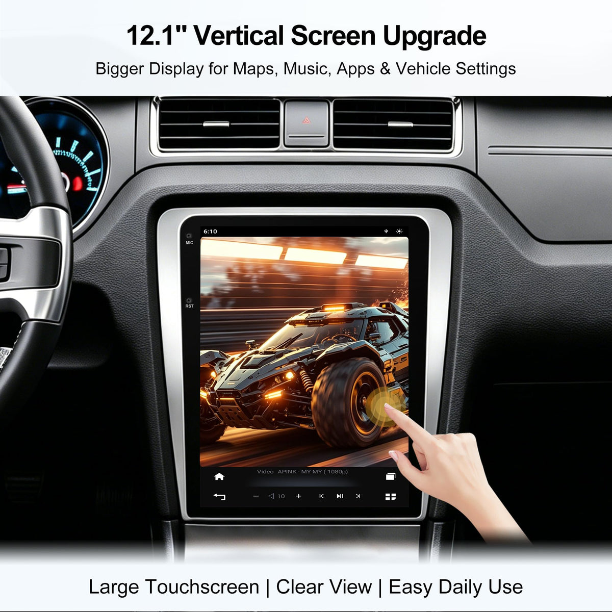 12.1 Inch Android Car Stereo Radio 8GB+128GB for Ford Mustang 2010-2014