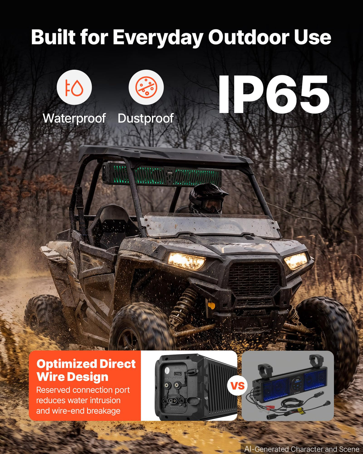 VEVOR UTV Sound Bar 34.8 Inch 8-Speaker Golf Cart Soundbar with Bluetooth