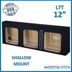 Single Dual Triple Sealed Shallow Mount Sub Box Slim Speaker Box Subwoofer Enclosure (Triple, 12" L7T)