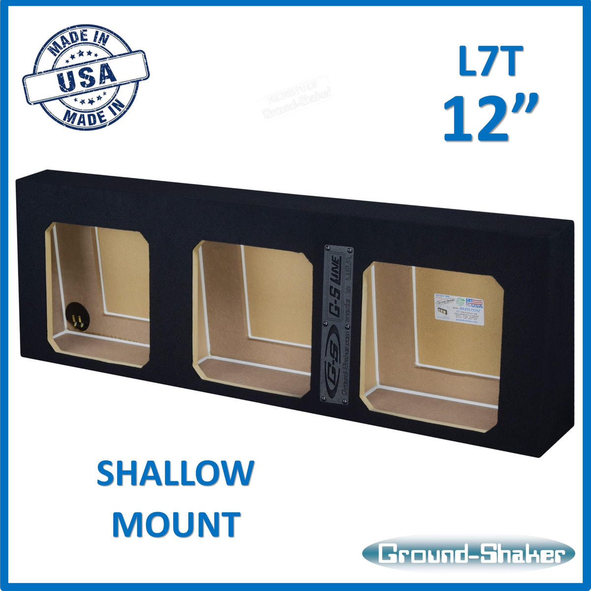 Single Dual Triple Sealed Shallow Mount Sub Box Slim Speaker Box Subwoofer Enclosure (Triple, 12" L7T)