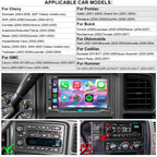 Plug&Play DVD/CD Car Radio for Chevy Silverado/Avalanche/Suburban/Tahoe/SSR 2003-2006,GMC Sierra/Savana/Yukon/Yukon XL 2003-2006, 7" Screen with CarPlayAndroid Auto, AM/FM/Subwoofer /30 EQ