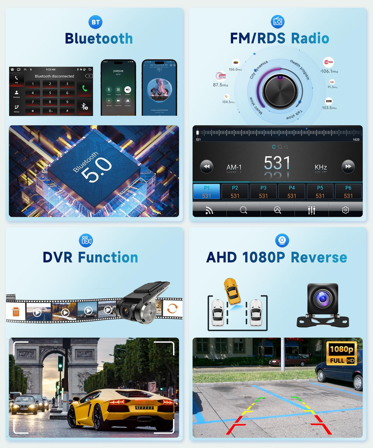 8 CORE 6G+128G Car Radio for Toyota Hilux 2015-2020 with Wireless CarPlay&Android Auto,10.1 Inch 1280*720P IPS Touch Screen Android 13 Car Stereo with GPS WiFi Bluetooth 32-Band DSP HD Backup Camera