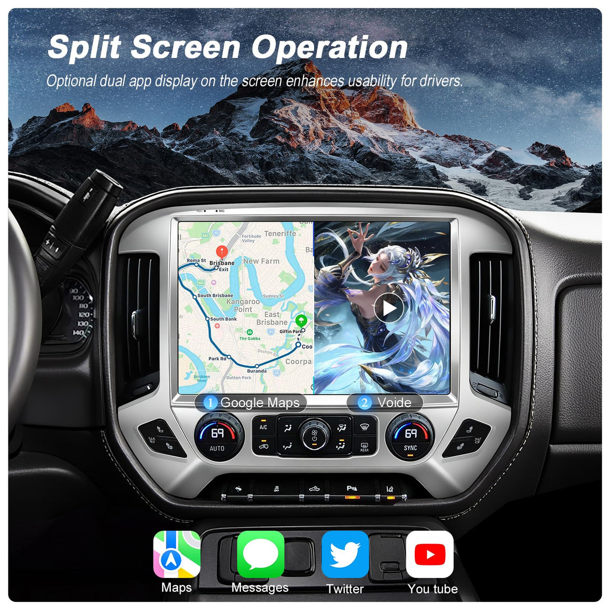 8+128GB 13.1" 8Core Car Radio for Chevy Silverado 2014-2018: 2K QLED Touch Screen, Android 13 Stereo with Wireless CarPlay Android Auto 5G WiFi GPS Bluetooth FM/AM Backup Camera
