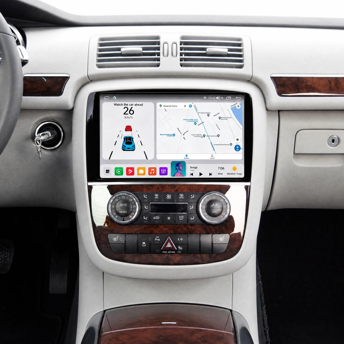 8Core 4+32GB Android 14 Car Radio Stereo for Mercedes Benz W251, R280, R300, R320, R350, R63 2005-2017, 9 Inch Touch Screen Dash Kit with Wireless CarPlay Android Auto GPS Navigation Bluetooth SWC Wi
