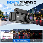 3 Channel Dash Cam Front Rear Inside,STARVIS 2 4K HDR Car Camera