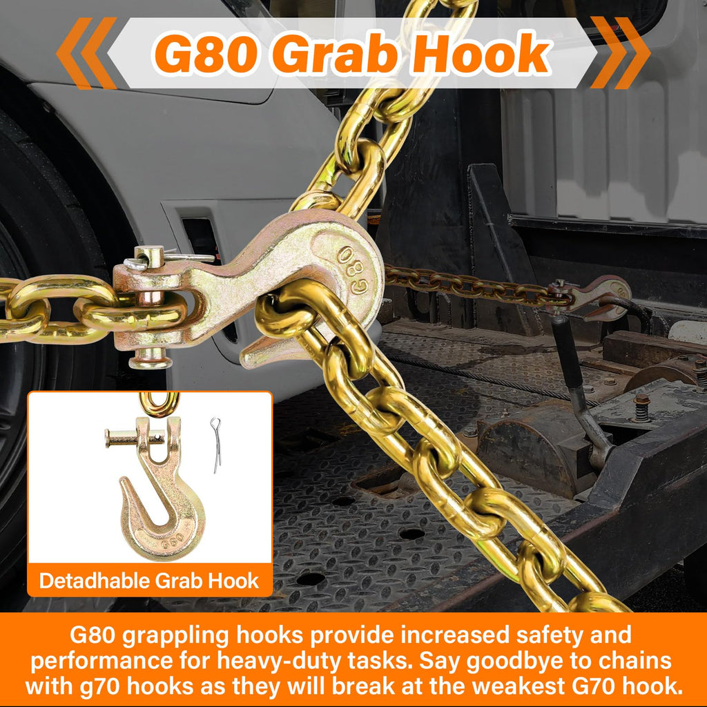 5/16" 15FT Chain and Chain Binders 4 Set - All G80