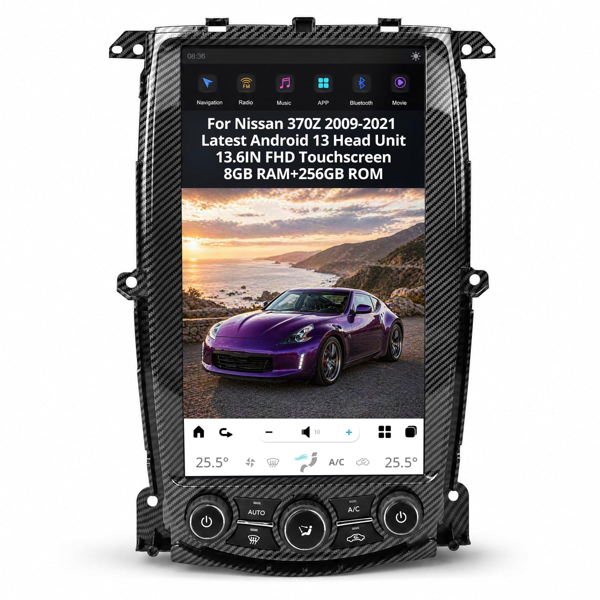 AuCar 13.6 Inch Touch Screen Android 13 Car Radio for Nissan 370Z 2009-2021 Head Unit Wireless Carplay Android Auto GPS Navigation Stereo Multimedia Player 8GB RAM 128GB ROM, Black