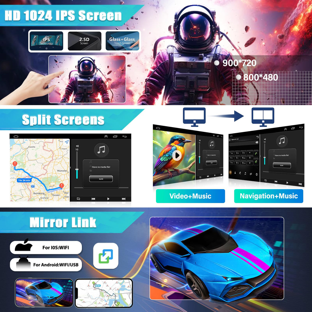 Car Stereo Radio Compatible for Fiat 500 2016-2019 with Carplay Android Auto GPS Navigation 7in Touchscreen Car Radio Player with Bluetooth Wifi FM/RDS SWC Mirror Link + Backup Camera