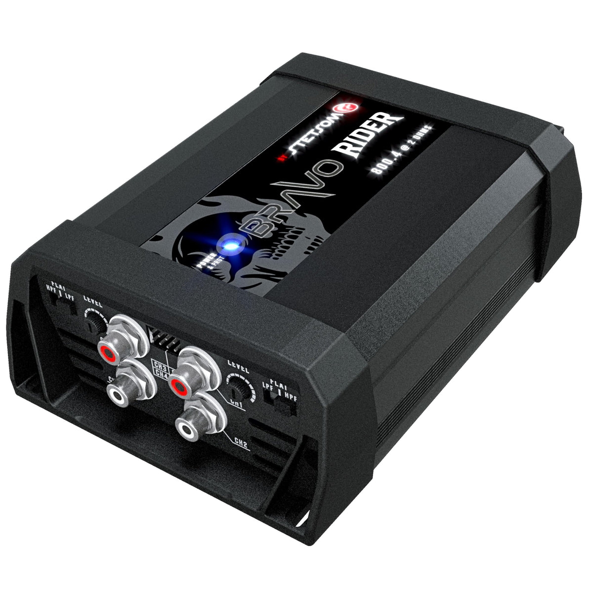Stetsom Bravo Rider 800.4 2 Ohms Amplifier for Motorcycles - 800W RMS 4 Channel Amplifier with Tiffany RCA and LPF & HPF at 90Hz