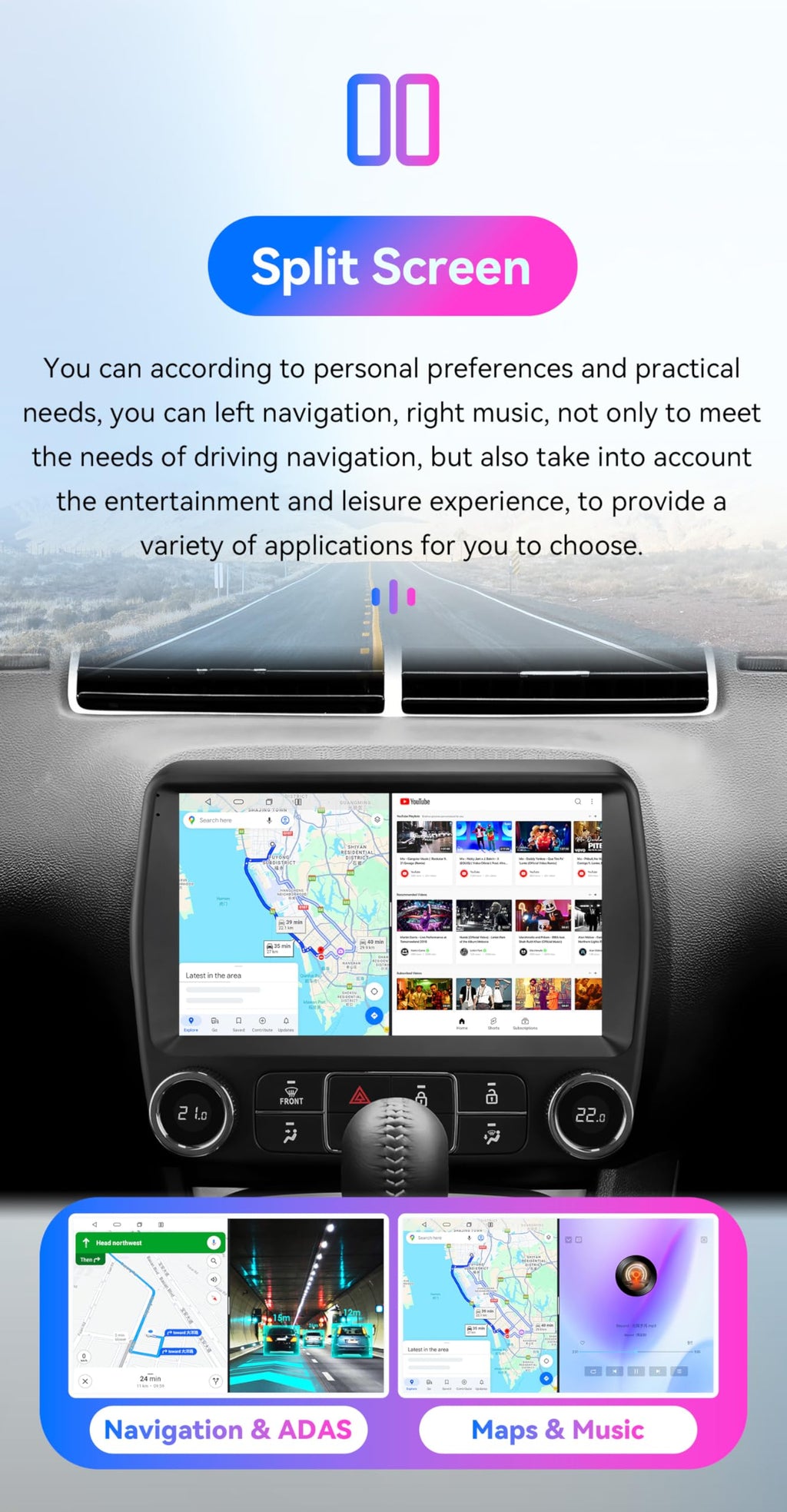 Android 14 Car Stereo Upgrade for Chevrolet Camaro (2010-2015), 8 Core 4G+64G GPS Navigation with 9inch QLED Touchscreen EQ Bluetooth USB OBD2 TPMS Car Tablet