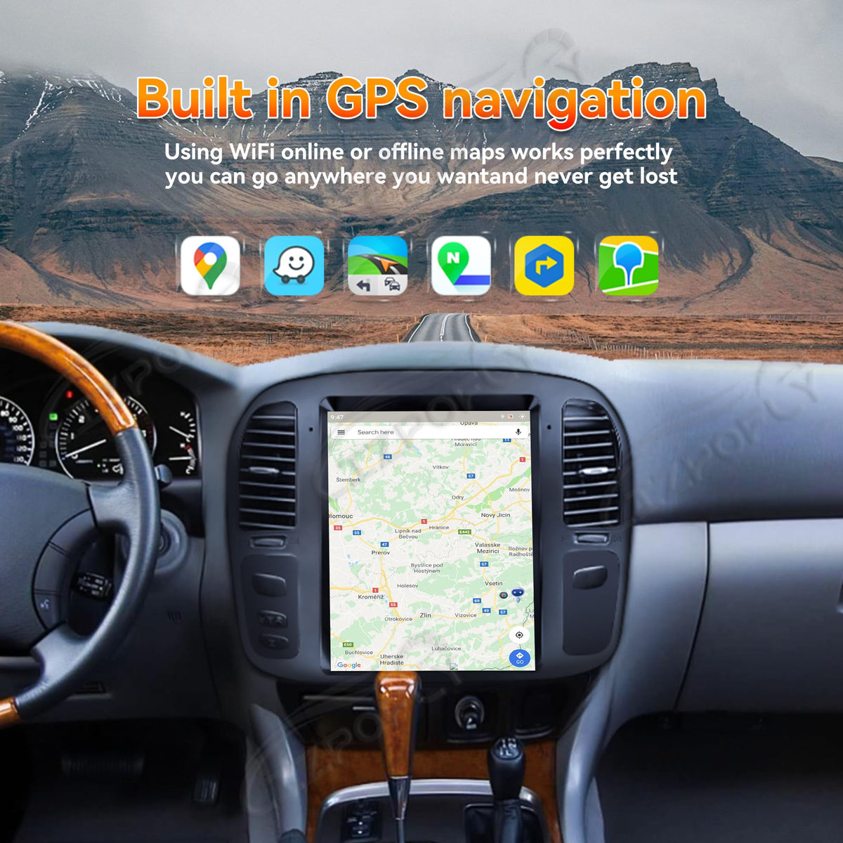 12.1In 8+256GB Android 13 HD Car Radio for ToyotaLand Cruiser LC100/LX470 1998-2002 Wirless Carplay GPS Navigation Screen Upgrade Multimedia Player Android Auto