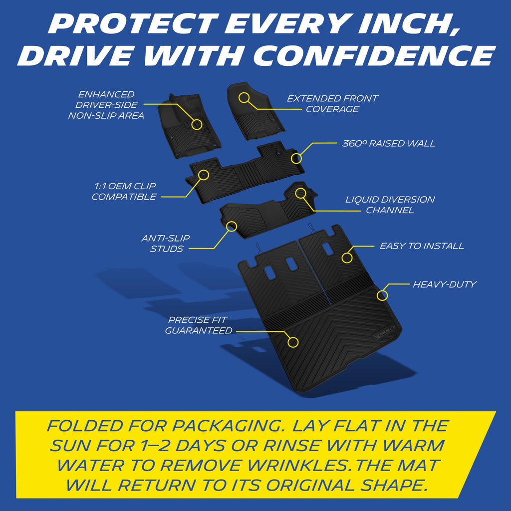 Michelin Vehicle Mats for 2016-2022 Honda Pilot 8-Seat Floor Mats