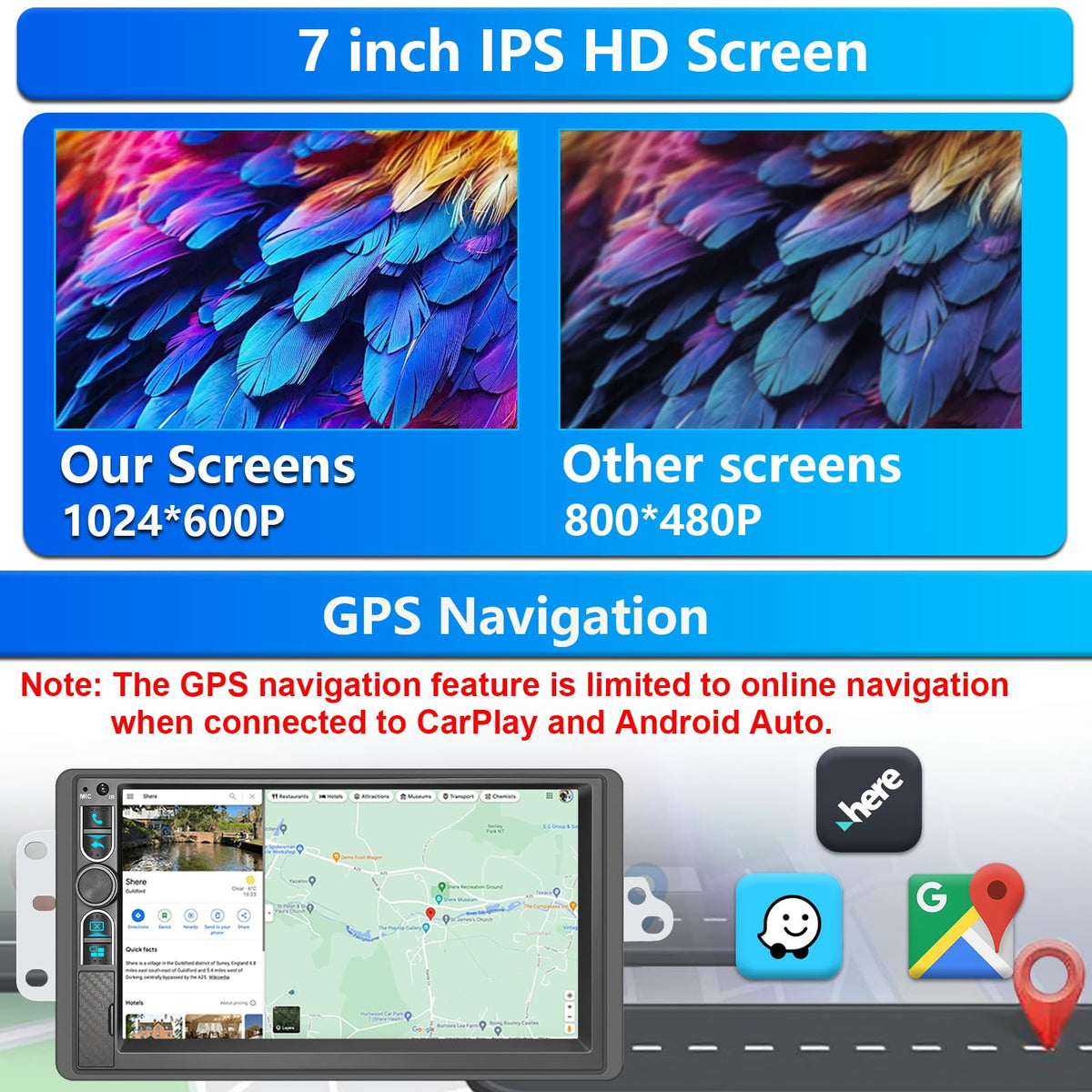 Plug&Play Car Stereo for Chevrolet Silverado 1500/2500/3500 Suburban Tahoe 2003-2006 /Sierra Impala Yukon Avalanche 2003-2006,7" IPS Touchscreen with CarplayAndroid Auto 30-EQ/Subwoofer Output