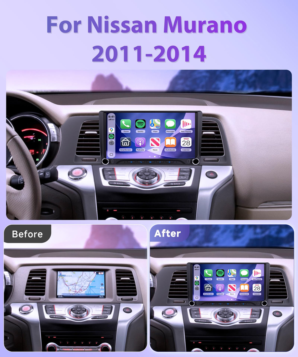 Rimoody 4G+128G Car Stereo for Nissan Murano 2008‑2014 Physical Buttons
